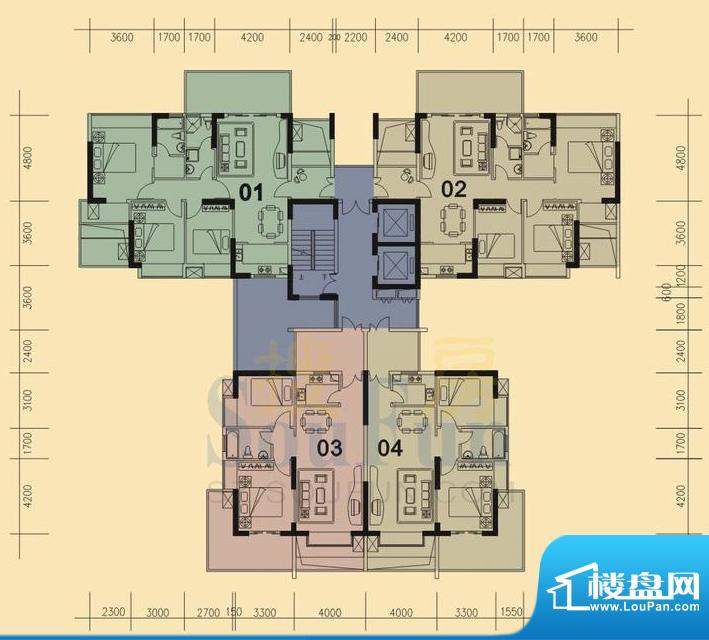 旭日华庭户型图1号楼 3室面积:96.00平米