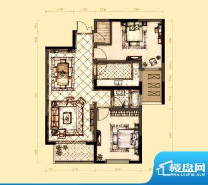 奥林至尊户型图 2室面积:98.39m平米