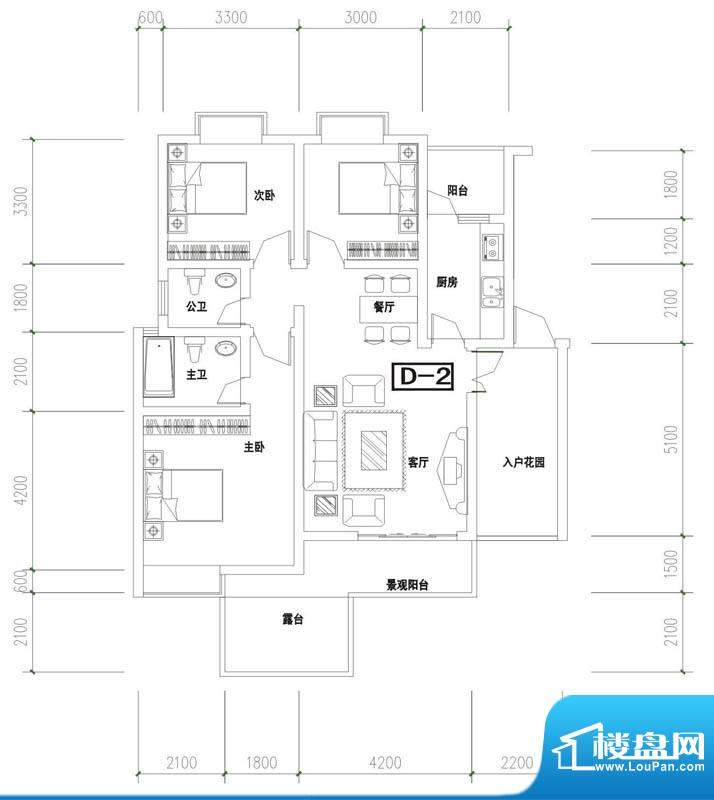 金澜半岛D2户型 3室面积:109.31m平米