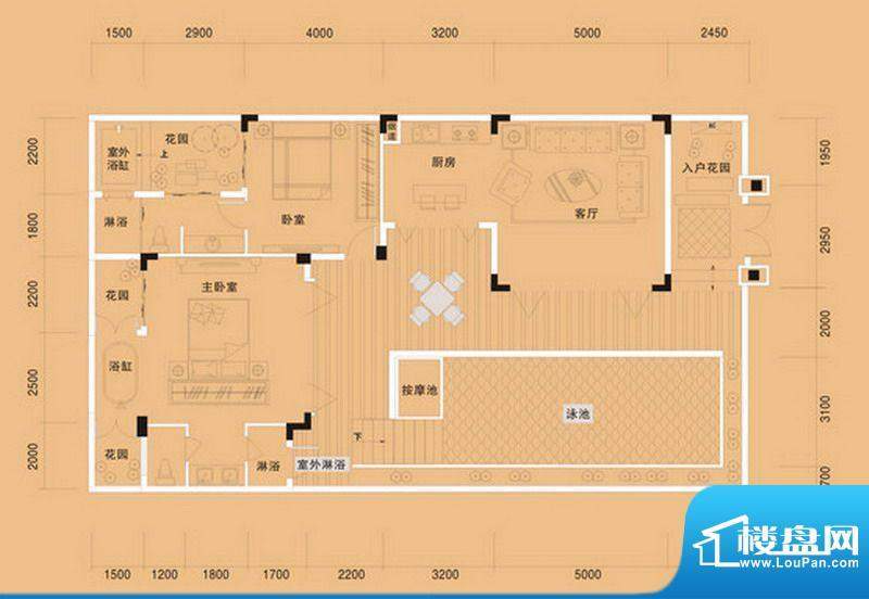 布洛陀小镇A户型 2室面积:99.28m平米