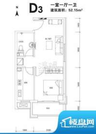 我家公坊户型图D3户型 1室1厅1面积:52.15平米