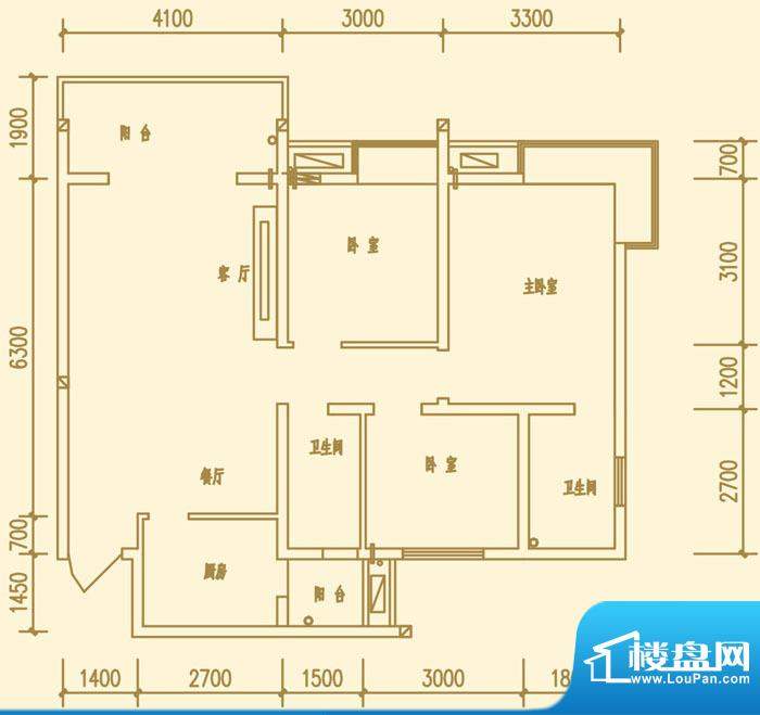 万豪一品A-7 3室2厅面积:107.37m平米
