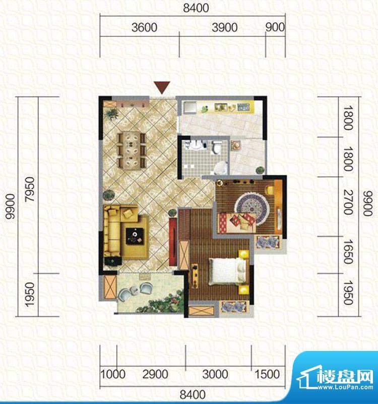 天仙湖棕榈长滩户型图一期3号楼面积:80.69平米