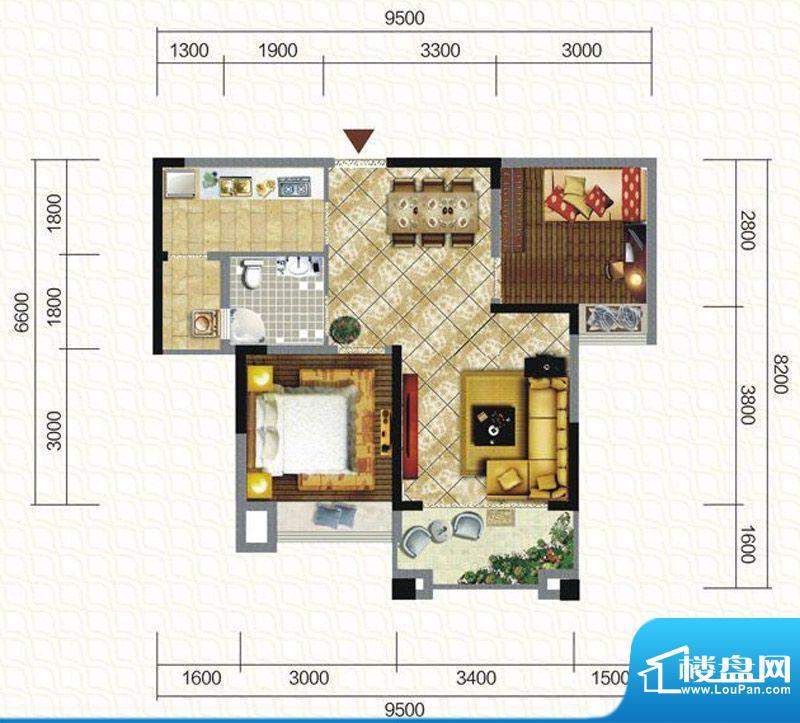 天仙湖棕榈长滩户型图一期3号楼面积:72.16平米