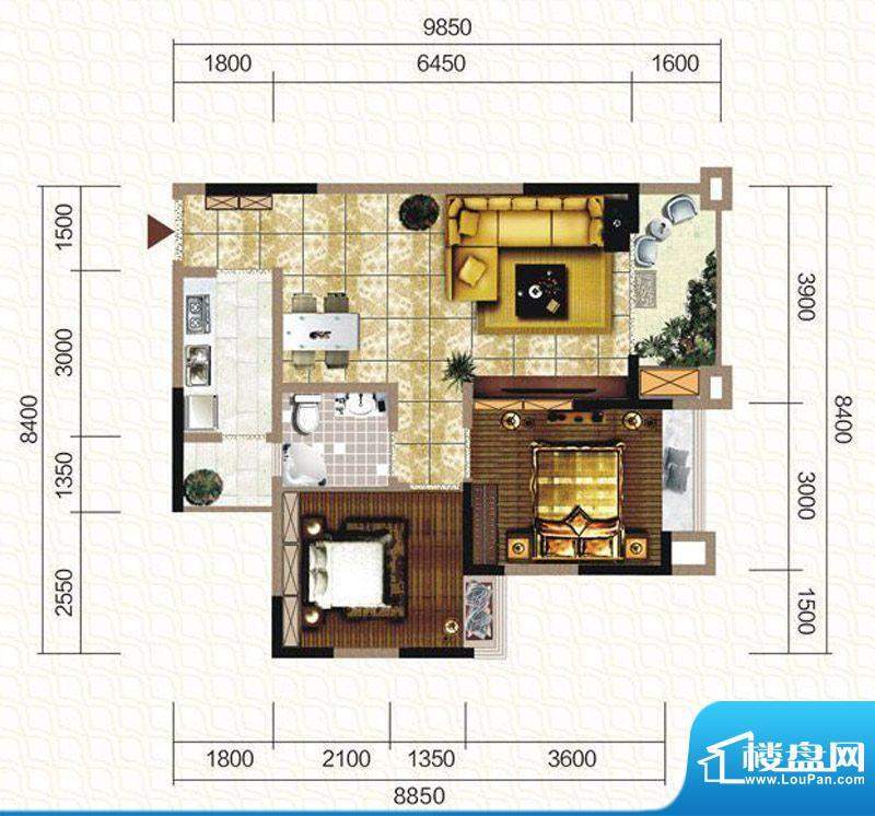 天仙湖棕榈长滩户型图一期3号楼面积:80.74平米