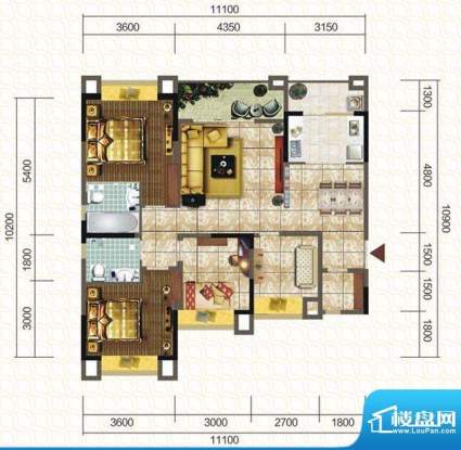 天仙湖棕榈长滩户型图一期3号楼面积:119.90平米