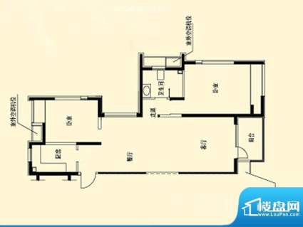 天宏水晶城户型图3栋A户型 2室面积:66.80平米