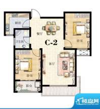 恒基·东尚户型图c2 2室2厅1卫面积:80.00平米