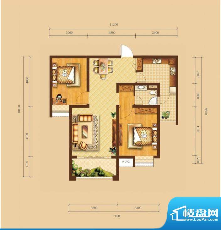 新興·悅藍山新興·悅藍山戶型圖a2 2室2廳1