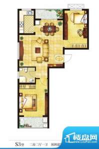 圣山帝景户型图s3 2室2厅1卫1厨面积:105.00平米