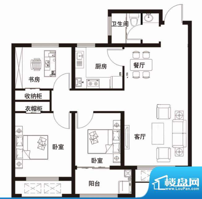 安居·金域缇香户型图c 3室2厅面3室2厅0卫0㎡