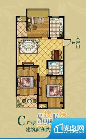 锦绣华城户型图3 3室2厅1卫1厨面积:95.00平米