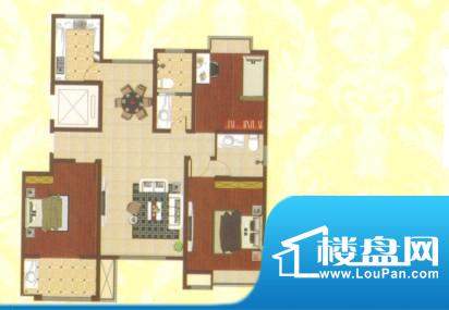 德天·泮河小镇户型图e 3室2厅面积:125.14平米