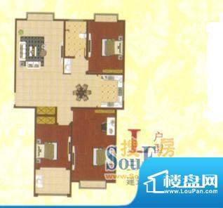 德天·泮河小镇户型图l 3室2厅面积:128.87平米