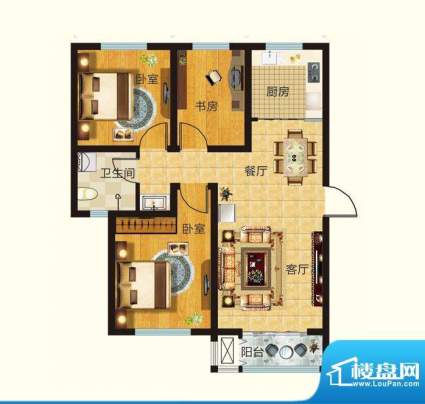 莱钢建设·东岳鑫城户型图c 3室面积:98.55平米