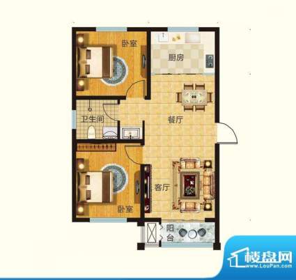 莱钢建设·东岳鑫城户型图b 2室面积:91.64平米