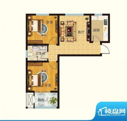 莱钢建设·东岳鑫城户型图a 2室面积:76.20平米