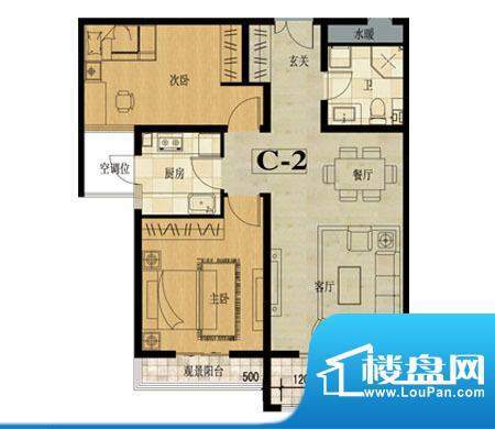 龙城国际户型图8 2室2厅1卫面积:90.10平米