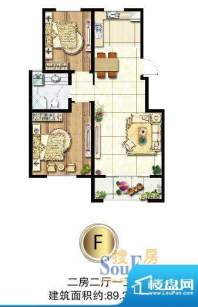 鲁郡嘉源户型图f 2室2厅1卫1厨面积:89.34平米