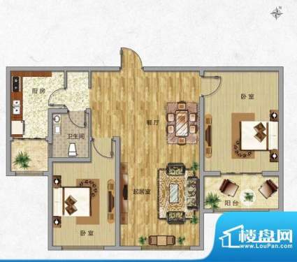 海普·凤凰城户型图l2 2室2厅1面积:87.00平米