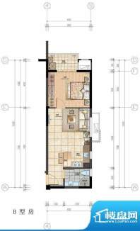 香悦水岸户型图B型房户型图 1室面积:55.00平米