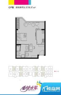 香悦水岸C户型面积:60.87平米