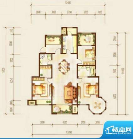 金科廊桥水岸户型图一期15#多层面积:155.00平米