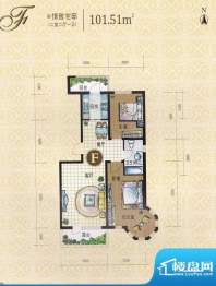 凯森蒙华府F户型情致面积:101.51m平米