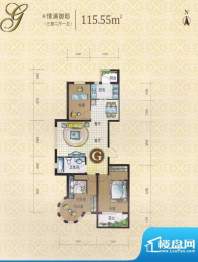 凯森蒙华府G户型情满面积:115.55m平米