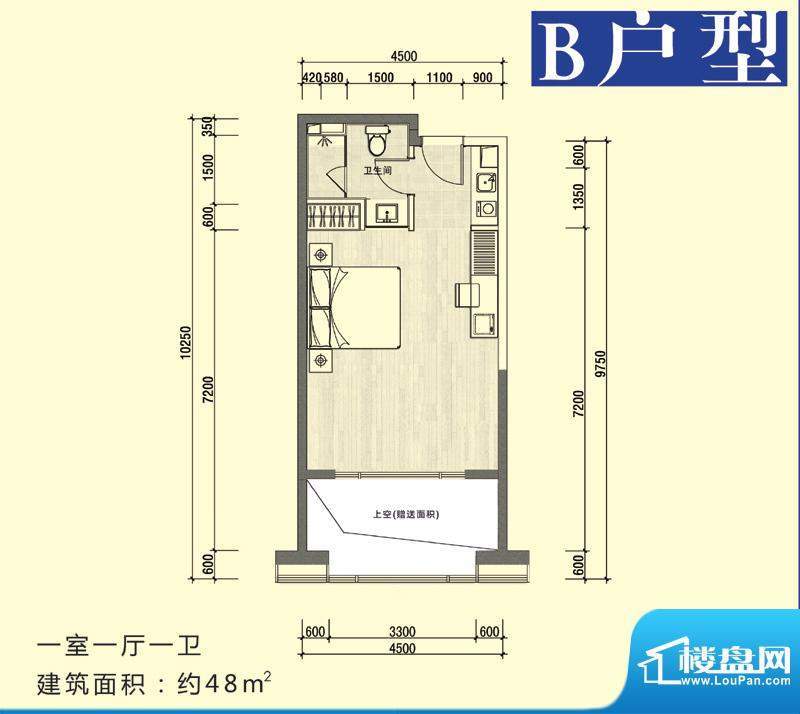 佳兆业东戴河B户型 面积:48.00m平米