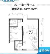 海韵星城A2户型一室面积:53.00m平米