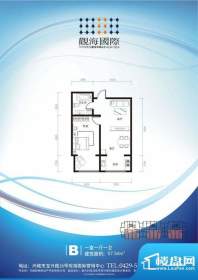 观海国际B户型 1室1面积:57.54m平米