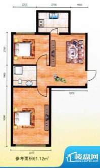 绿野山庄户型图61面积:61.12m平米