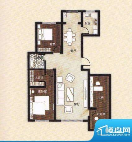 双兴六月天C户型 3室面积:137.00m平米