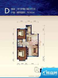 渤海玉园渤海4 2室1面积:92.61m平米