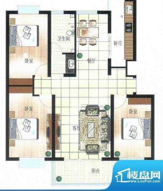 韵皓.宝翠园M户型 1面积:135.00m平米