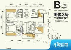 3室2厅2卫 南北 95.00㎡