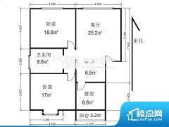 2室1厅1卫 西 89.00㎡