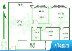 3室2厅2卫 东 104.00㎡