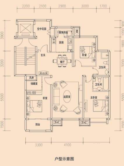 一期洋房标准层C2户型图