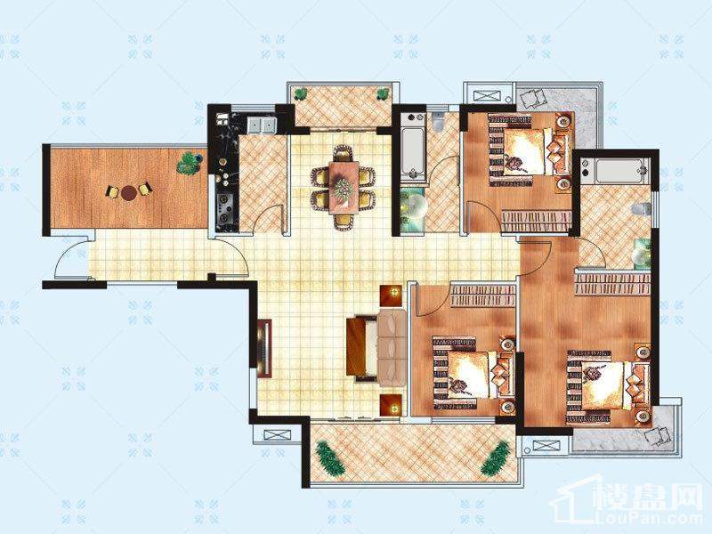 长沙新城新世界3室2厅2卫户型图