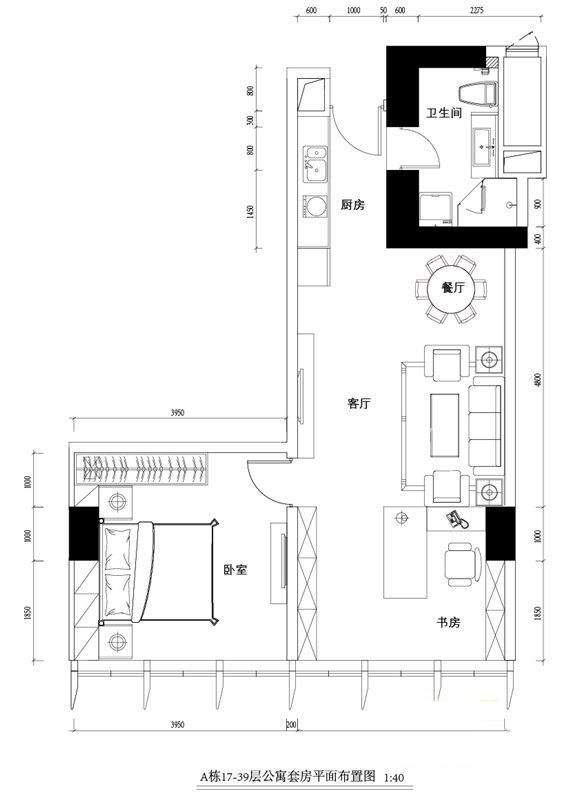 A栋17-39层公寓套房B户型图