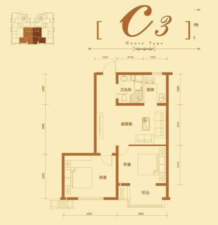 2号楼标准层C3户型