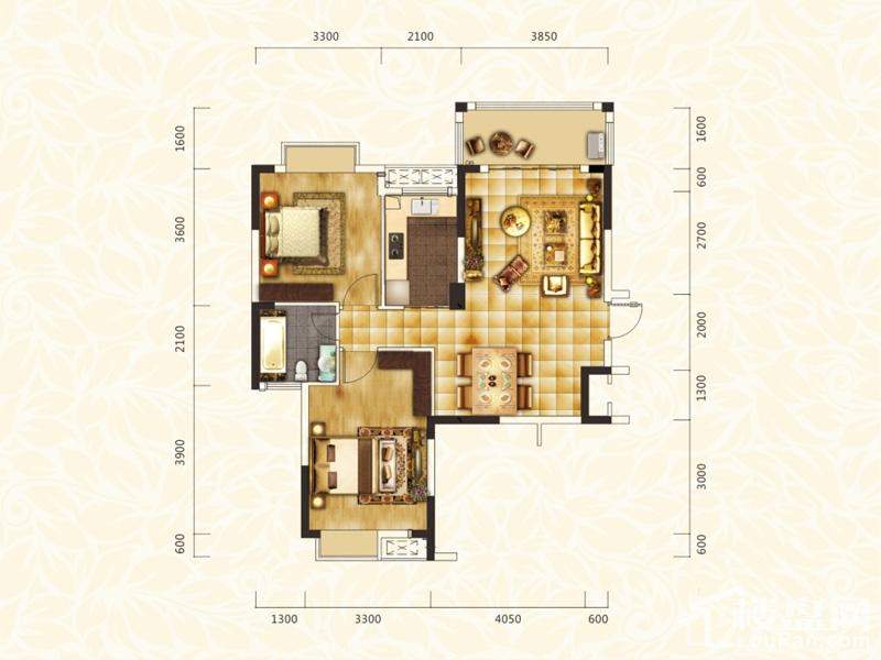 长沙丽发新城3室2厅2卫户型图