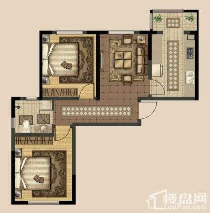 一期16层到顶高层标准层E1户型