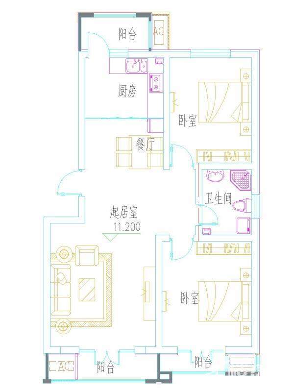 一期洋房2号楼标准层B户型