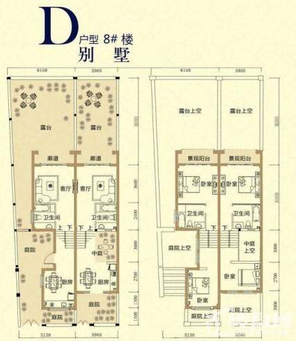 一期别墅8#楼标准层D户型