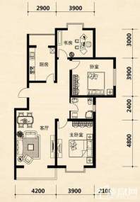 17号楼4门标准层D户型图