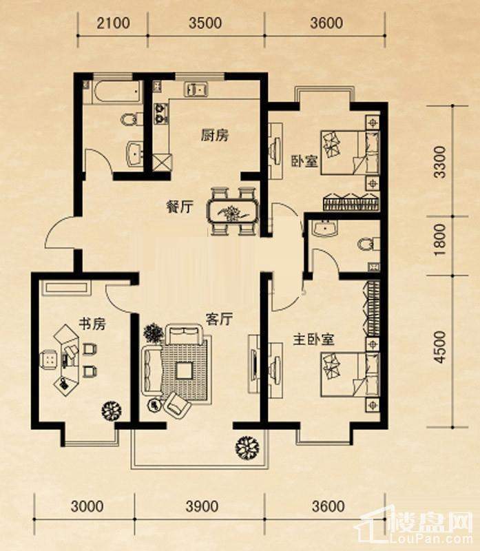 19号楼2-3门标准层F户型图