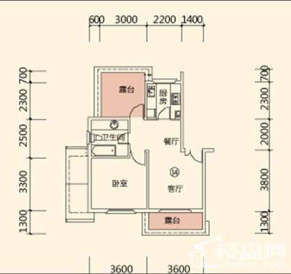 一期17-19、23、25号楼一梯两户I4户型